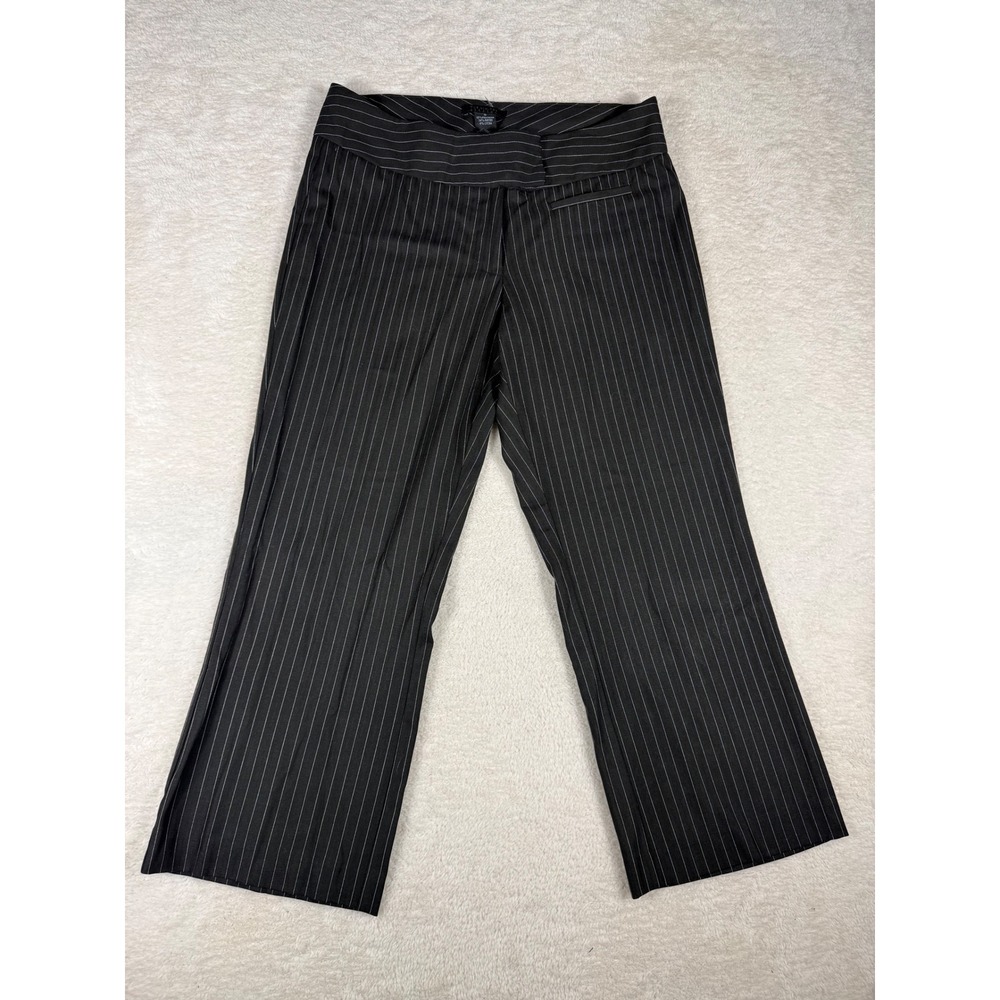 The Limited Pinstripe Dress Pants Women 8 Black lowrise y2k Stretch Office Siren